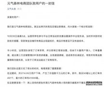 元气森林：事故订单价值数千万元 将为14.05万下单用户每人寄一箱白桃气泡水